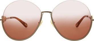 Chlo&eacute; Novelty 61mm Round Sunglasses in Gold Gold Orange at Nordstrom Rack