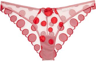 Fleur du Mal Polka Dot Embroidered Briefs in Rouge at Nordstrom, Size 2