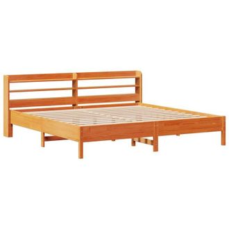 vidaXL Vidaxl - Cama Sin Colch&oacute;n Madera Maciza De Pino Marr&oacute;n Cera 200x200 Cm