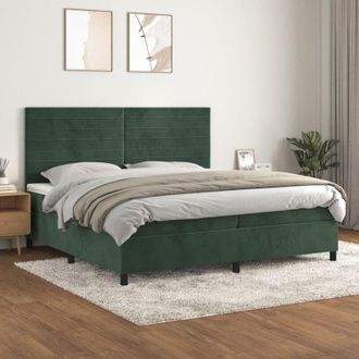 vidaXL Vidaxl - Cama Box Spring Con Colch&oacute;n Terciopelo Verde Oscuro 200x200 Cm