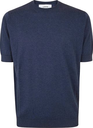 Lardini Short-Sleeved Cotton Sweater with Ribbed Details