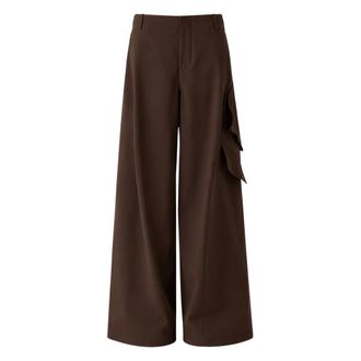 Meimeij Pantaloni larghi con tasche laterali asimmetriche - - Trousers - Donna - Marrone - M