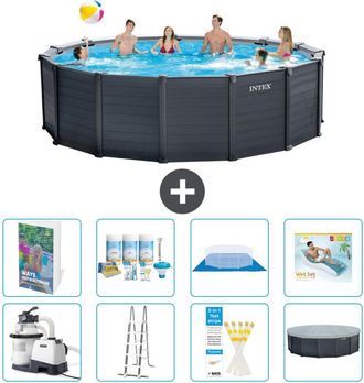Intex Piscina Graphite Panel Redonda - 478x124 Cm - 9-piezas S683