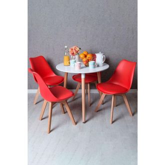 Regalos Miguel Regalos Miguel - Descuento Extra - Conjunto Mesa Tower Redonda 80 Cm Blanca Y Pack 4 Sillas Synk Basic - Rojo