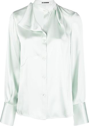 Jil Sander asymmetric silk blouse - women - Silk - 44 - Green