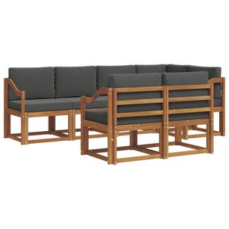 vidaXL Conjunto De Sof&aacute;s De Exterior 7 Pcs Natural Y Antracita Vidaxl