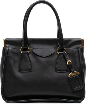 Prada 2010-2025 Saffiano Lucido Top Handle Frame tote bag - Black