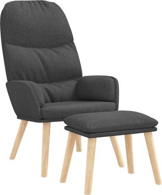 vidaXL Sill&oacute;n De Relax Con Taburete Tela Gris Oscuro Vidaxl