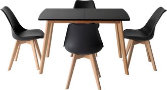 Happy Garden Happy Garden - Conjunto De Mesa Extensible Helga 120 / 160cm Y 4 Sillas Nora