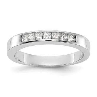 Diamond2Deal 14K White Gold 7-Stone 1/3 Ct Princess Diamond Band Ring