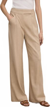 Veronica Beard Marbeau Wide Leg Pants In Stone Khaki