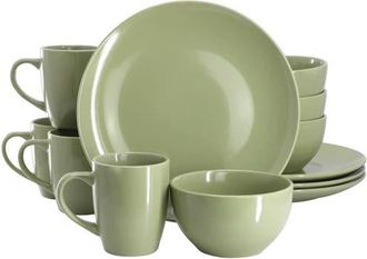 Gibson Home Everyday Plus 12 Piece Stoneware Dinnerware Set in Green at Nordstrom