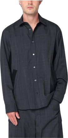 sacai Camicia Manica Lunga - Heren - Casual Overhemden - Grijs - M - Leer - Overhemden