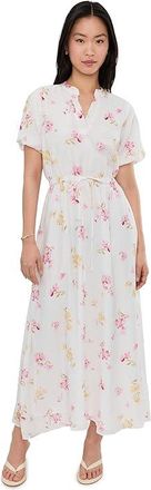 Vince Camuto Split Neck Puff Sleeve Maxi Dress Womens Dress Lemon Cream : XL, Nylon/Rayon