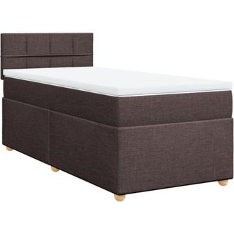 vidaXL Vidaxl - Cama Box Spring Con Colch&oacute;n Tela Marr&oacute;n Oscuro 100x200 Cm