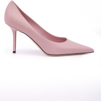 Jimmy Choo London Pink Lizard Printed Leather Love 85 Womens Pumps