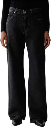 Pinko Pinko - Wanda Waist Down Wide Leg - Dames - Jeans - Zwart - Maat: W25 Katoen