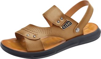 Generic Men Sport Sandals Outdoor Hiking Athletic Summer Beach Slide Slippers Thong Flip Flop Footwear for Walking Travel (Khaki, 7.5)