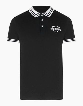 Love Moschino Mens Love Moschino Twin Tipped Collar Polo Shirt in Black - Size: 44