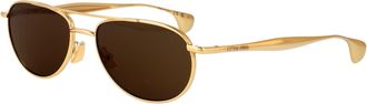 Bottega Veneta Unisex Sunglasses Bv1419s Gold-Brown Metal Gold-Gold-Brown Gold/gold/brown