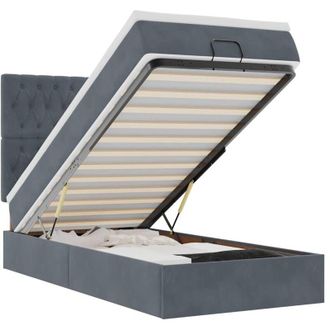 vidaXL Estructura Cama Otomana Colchones Terciopelo Gris Oscuro Vidaxl