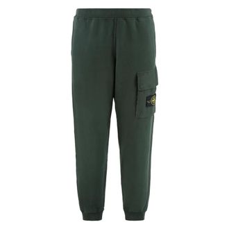 Stone Island Sweatpants, male, Green, Size: XL Brushed Cotton Fleece Sweatpants