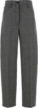 Prada Tapered Trousers, female, Gray, Size: M Houndstooth Tailored Trousers