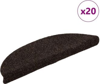 vidaXL Felpudos Autoadhesivos Para Escaleras, 20 Unidades, 56 X 17 X 3 Cm, Marr&oacute;n, Semicirculares Vidaxl