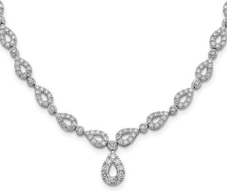 Diamond2Deal 14K White Gold 2 3/4 Ct Lab Grown Diamond Teardrop Pendant Necklace 17 Clarity VS, Color G-H