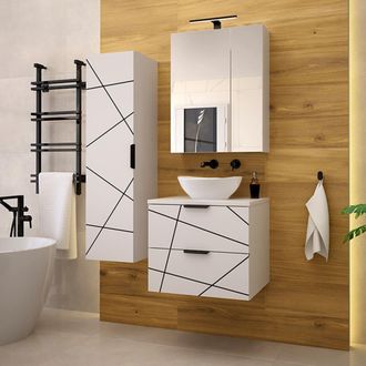 Petits Meubles Conjunto de muebles con lavabo paneles de melamina y mdf blanco