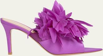 Gianvito Rossi Crepe Feather Pointed-Toe Sandals