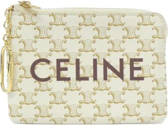 Celine White Canvas Coin Purse/Coin Case (Pre-Owned)