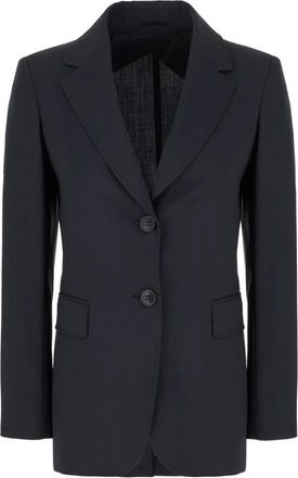 Max Mara Jassen, Dames, Blauw, L, Leer, Blazer