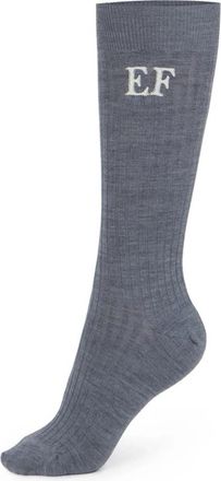 Elisabetta Franchi Stretch Wool Sokken met Logo - Dames - Sokken - Grijs - M/L - Wol - Ondergoed