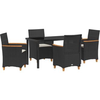 vidaXL Vidaxl - Conjunto De Comedor De Jard&iacute;n 5 Pcs Negro Rat&aacute;n Sint&eacute;tico