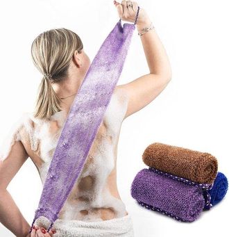 No Brand Esponja De Malla Para Ba&ntilde;o Y Ducha, Juego De 3, Con Mango, Exfoliante Para Cuerpo Y Espalda, Nailon Suave Y Duradero, Para Hombres Y Mujeres, Rosa, Am