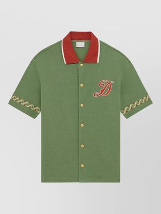 Dr&ocirc;le de Monsieur short sleeve shirt contrast collar graphic