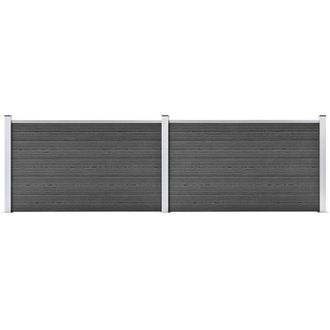 vidaXL Set De Paneles De Valla Wpc Negro 353x105 Cm Vidaxl