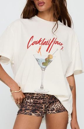 Princess Polly Unwind in Peace Oversize Graphic T-Shirt in White at Nordstrom, Size 2