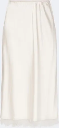 Vince Lace-trimmed satin midi skirt