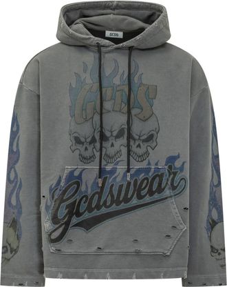 GCDS Grey Graphic Hood Sweatshirt
