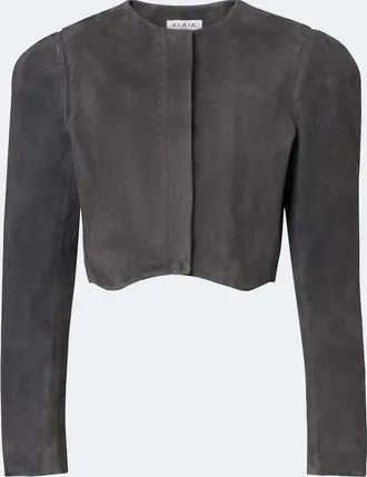Alaia Ala&iuml;a Cropped suede jacket