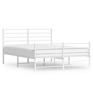 Berkfield Home Metal Bed Frame with Headboard & Footboard White 140x190 cm