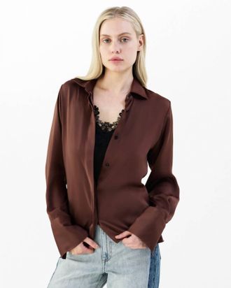 Rag & Bone Venus Lace Cami Blouse In Umber