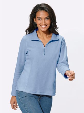 Casual Looks Fleeceshirt CASUAL LOOKS Fleece-Shirt, Damen, Gr. 36, blau (bleu), 100% Polyester, meliert, unifarben, Shirts Fleeceshirt