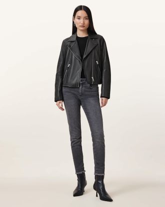AllSaints Dalby Slim Fit Leather Biker Jacket