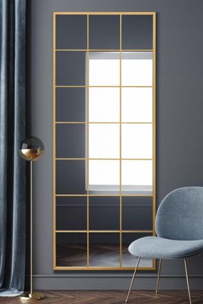 MirrorOutlet Gold Modern Window Leaner / Wall Mirror 79 X 31 (200CM X 80CM) | Size: 1 Pack