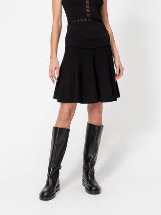 Twin-Set Flared Viscose-Knit Mini Skirt with Elasticated High Waist