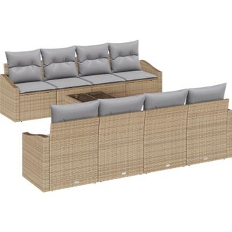 vidaXL Vidaxl - Conjunto De Sof&aacute; De Jard&iacute;n 7 Pcs Beige, Gris 55 X 55 X 37 Cm