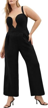 City Chic Flaunt It Wide Leg Jumpsuit in Black at Nordstrom, Size Xxxs